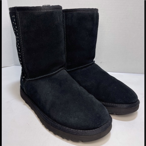 UGG 1110420 Classic Short Studded Black Swarovski Crystal Metal Boot - Picture 5 of 12